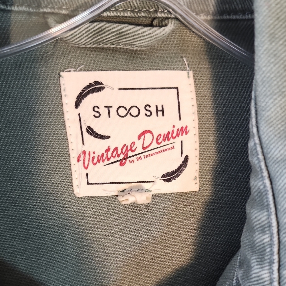 STOOSH VINTAGE DENIM Olive Green Denim Jacket - Picture 2 of 6